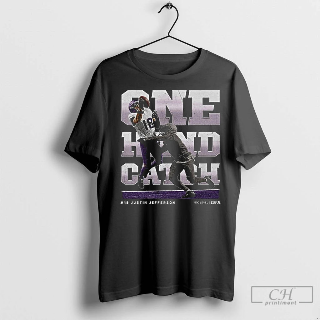 Premium Justin Jefferson Minnesota One Hand Catch Long Sleve Shirt Hoodie Sweatshirt | PurePodTees.com
