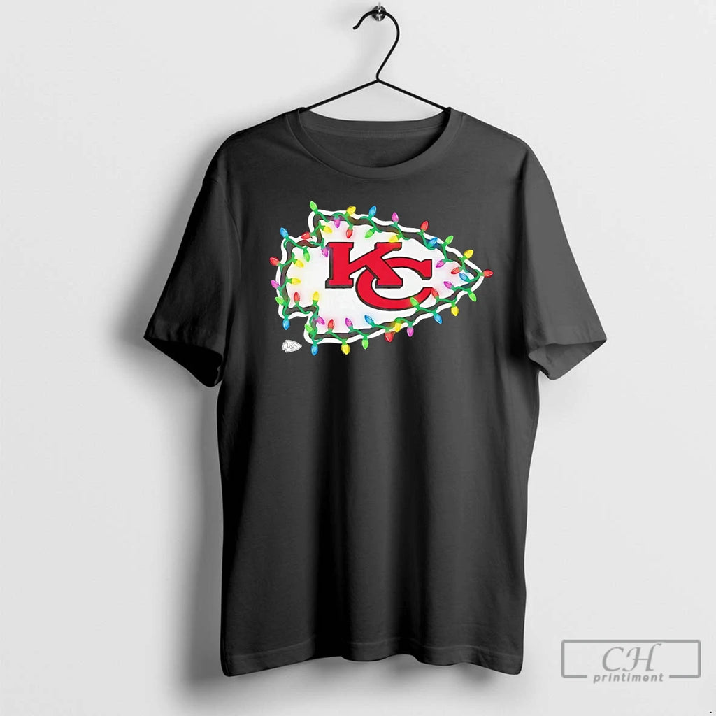 Premium Kansas City Chiefs Logo Christmas Light Shirt Hoodie Sweatshirt | PurePodTees.com