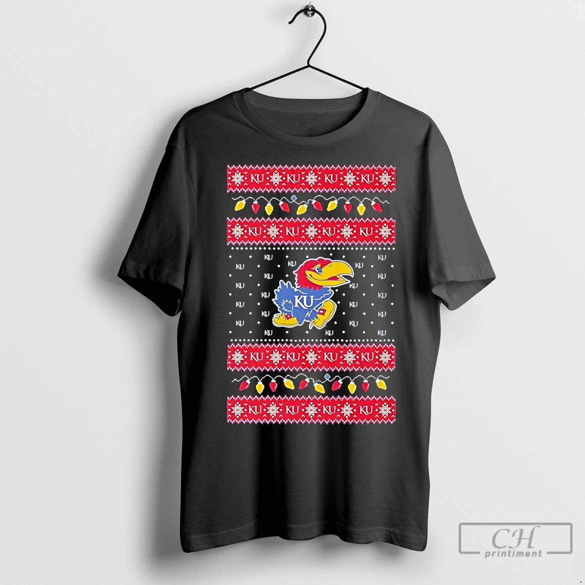 Premium Kansas Jayhawks Ugly Christmas Light Shirt Hoodie Sweatshirt | PurePodTees.com