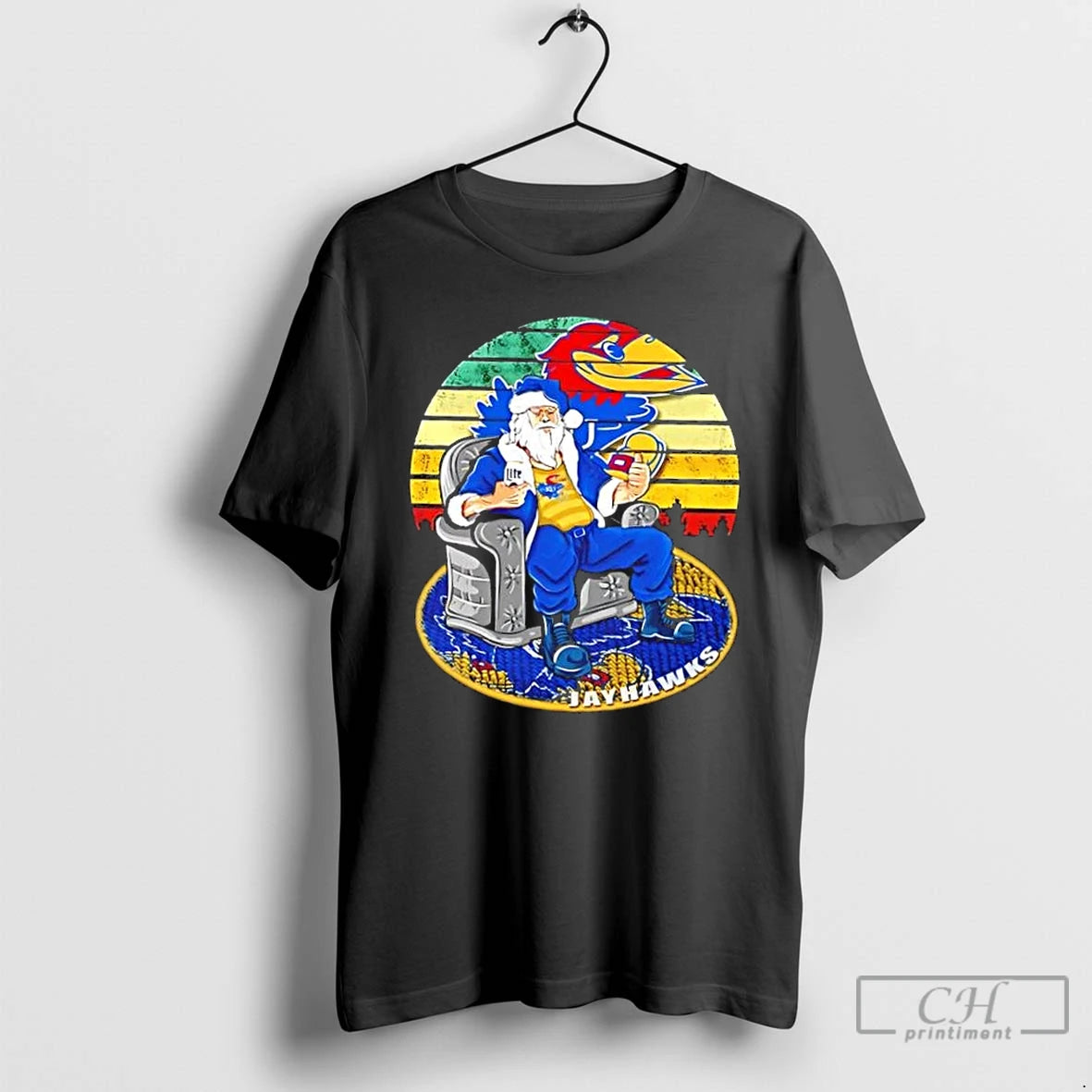 Premium Kansas Jayhawks X Santa Claus Christmas Vintage T Shirts Hoodie Sweatshirt | PurePodTees.com