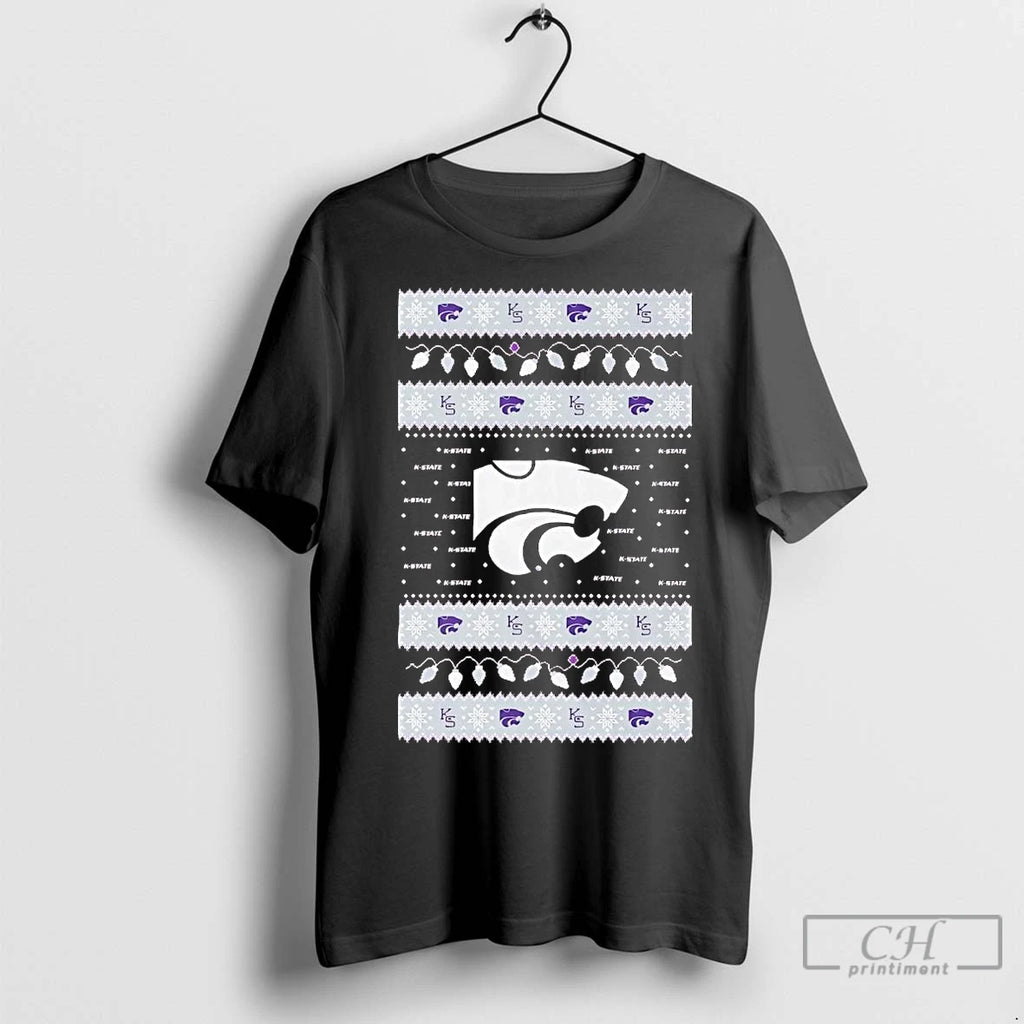 Premium Kansas State Wildcats Ugly Christmas Light Shirt Hoodie Sweatshirt | PurePodTees.com