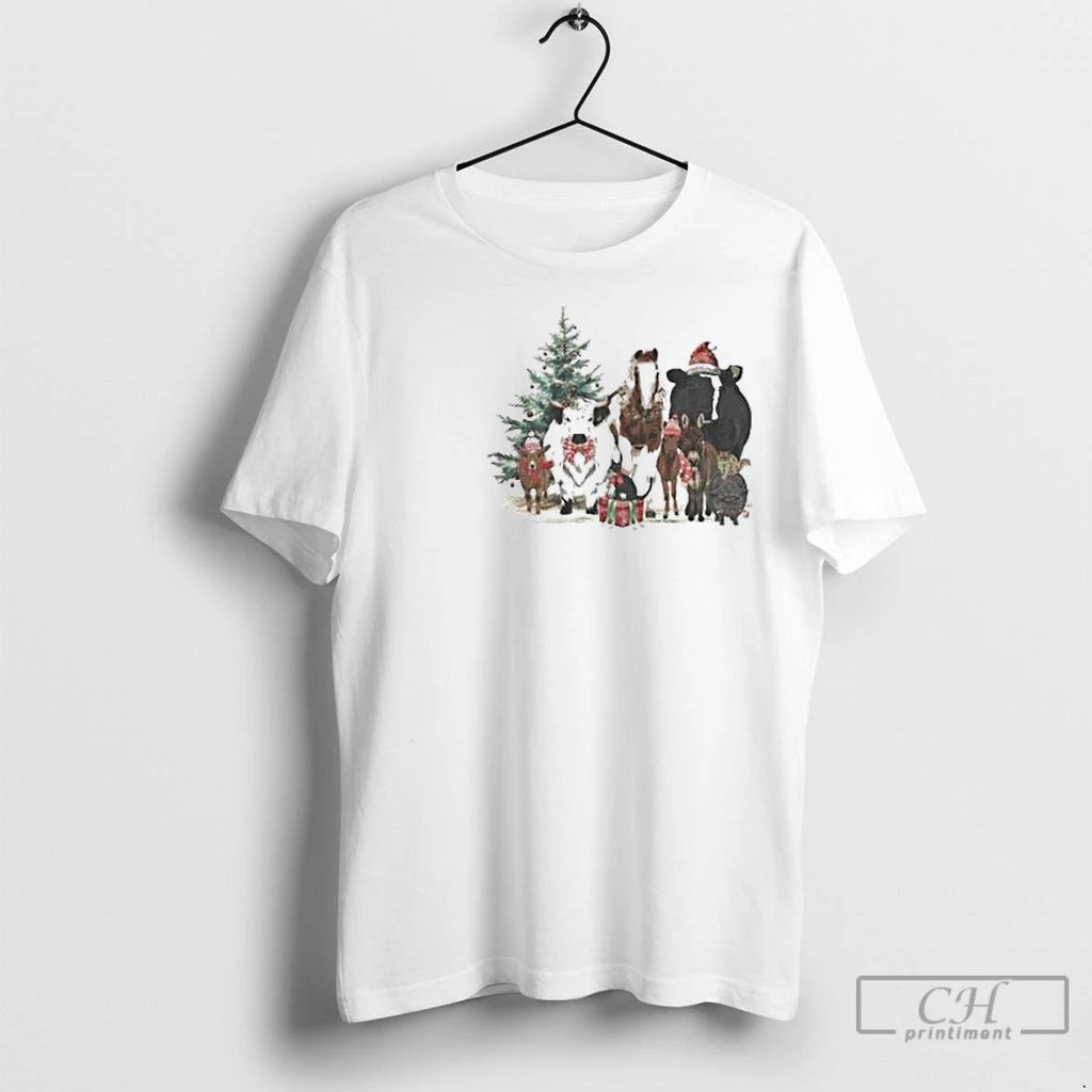 Premium Katie Van Slyke Festive Farm Christmas 2025 Circle White Shirt Hoodie Sweatshirt | PurePodTees.com