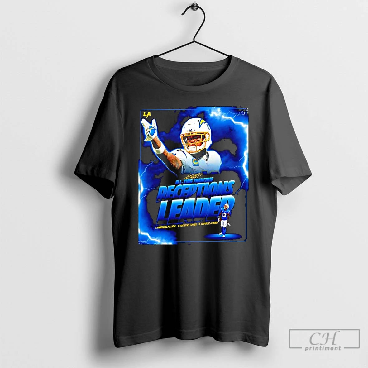 Premium Keenan Allen Los Angeles Chargers All Time Franchise Receptions Leaded T Shirts Hoodie Sweatshirt | PurePodTees.com