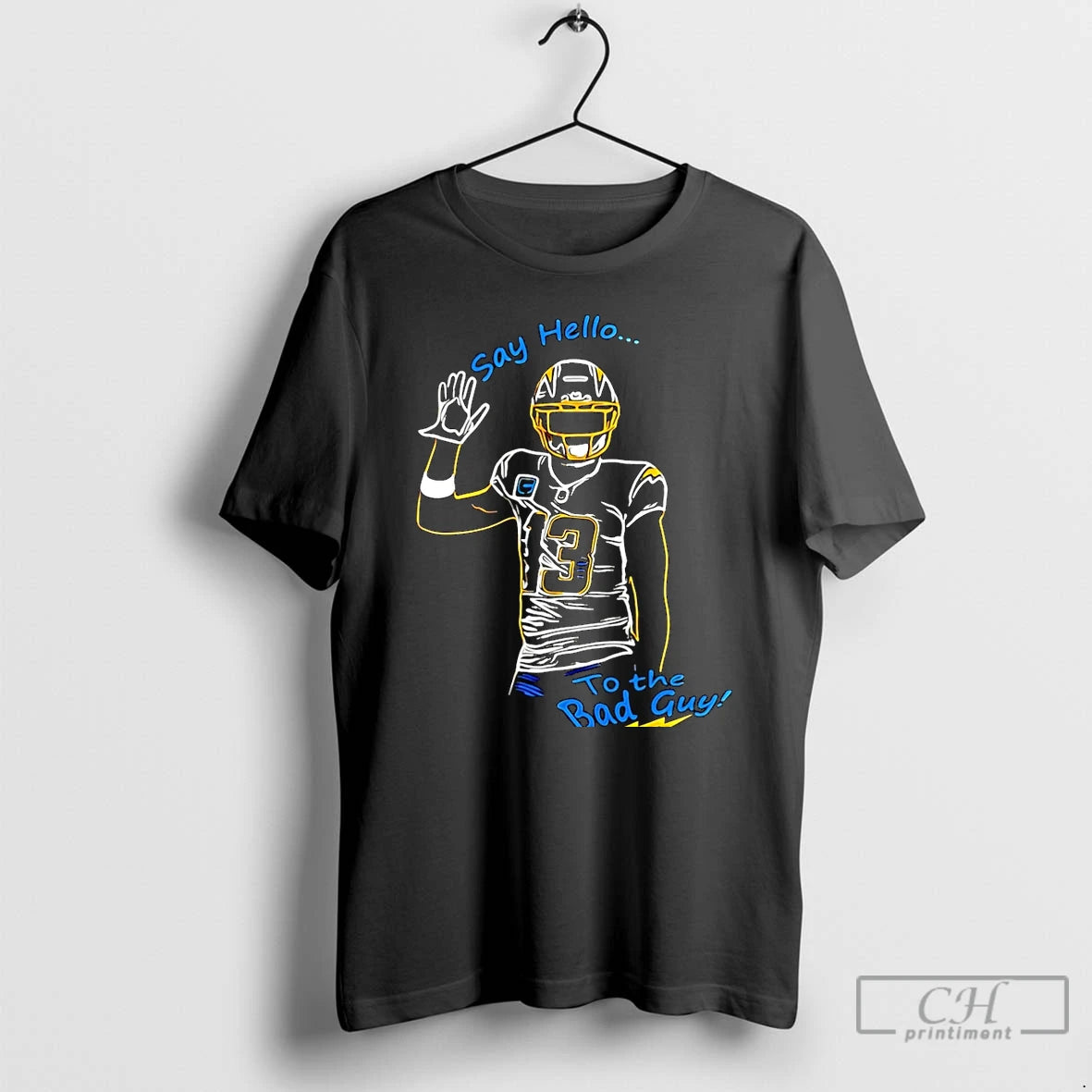 Premium Keenan Allen Los Angeles Chargers Say Hello To The Bad Guy Christmas T Shirts Hoodie Sweatshirt | PurePodTees.com