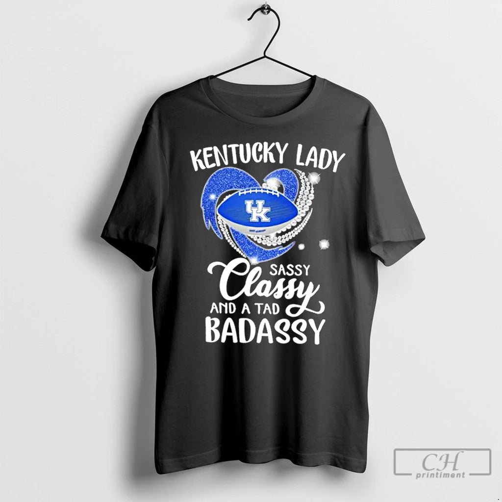 Premium Kentucky Wildcats Lady Sassy Classy And A Tad Badassy Diamond Heart Shirt Hoodie Sweatshirt | PurePodTees.com