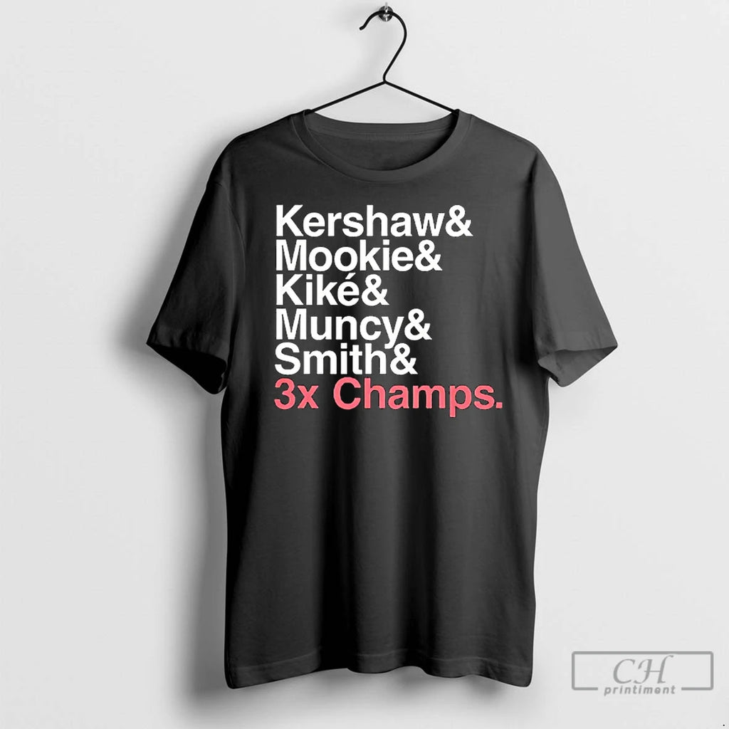 Premium Kershaw And Mookie And Kike And Muncy And Smith Los Angeles Dodgers 3 Time Shirt Hoodie Sweatshirt | PurePodTees.com