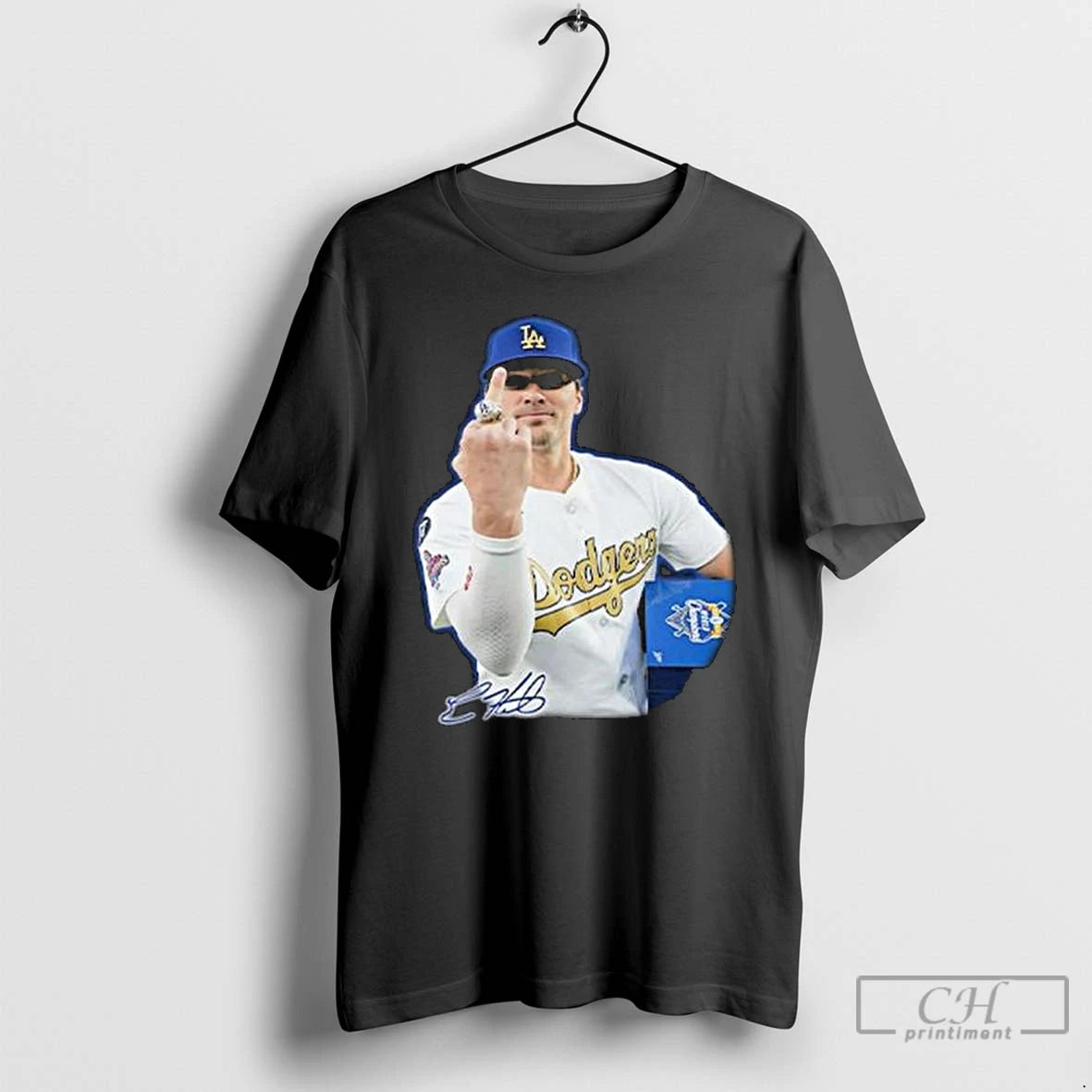 Premium Kike Hernandez Middle Finger Long Sleve T Shirts Hoodie Sweatshirt | PurePodTees.com