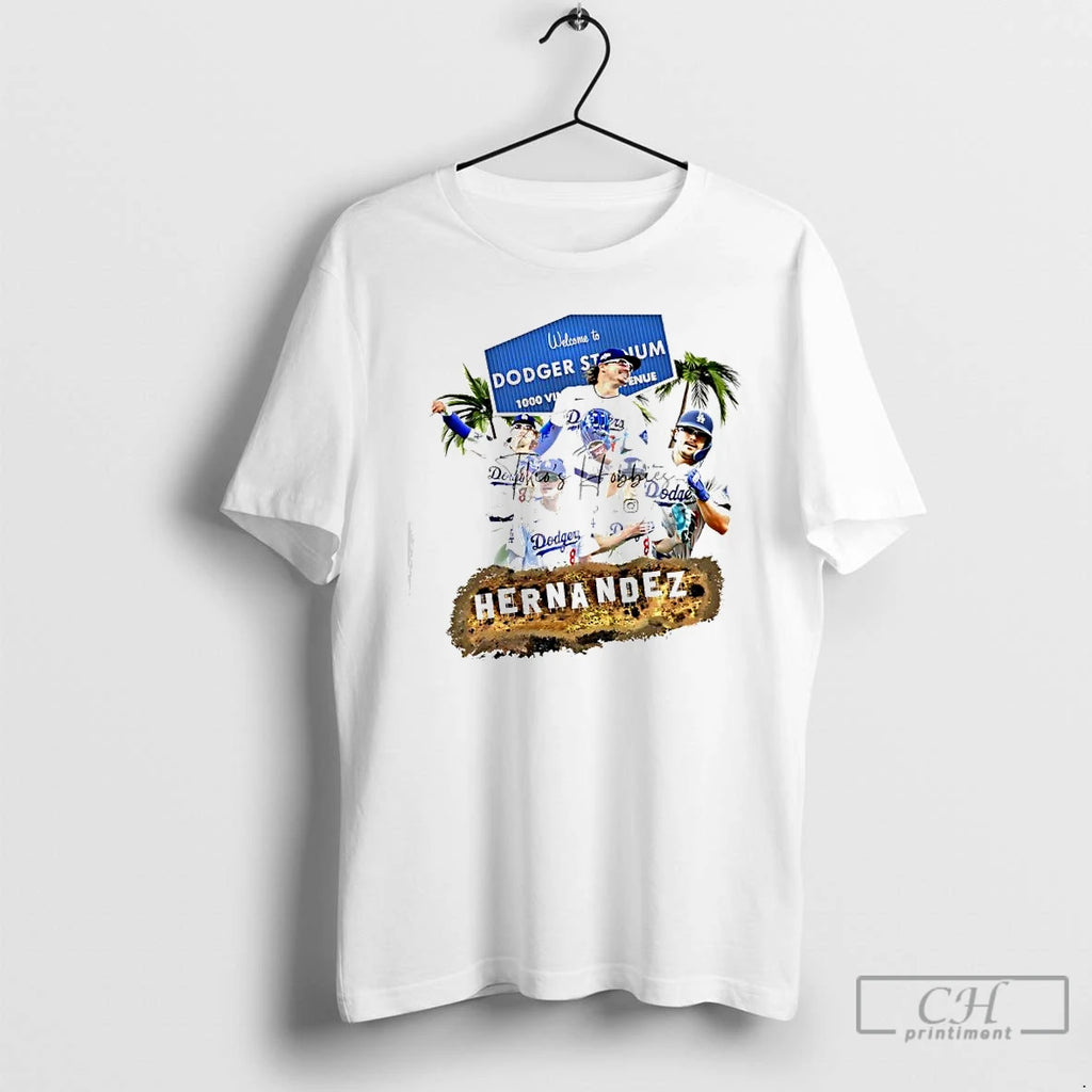 Premium Kike Hernandez Welcome To Dodger Stadium Los Angeles Baseball T Shirts Hoodie Sweatshirt | PurePodTees.com