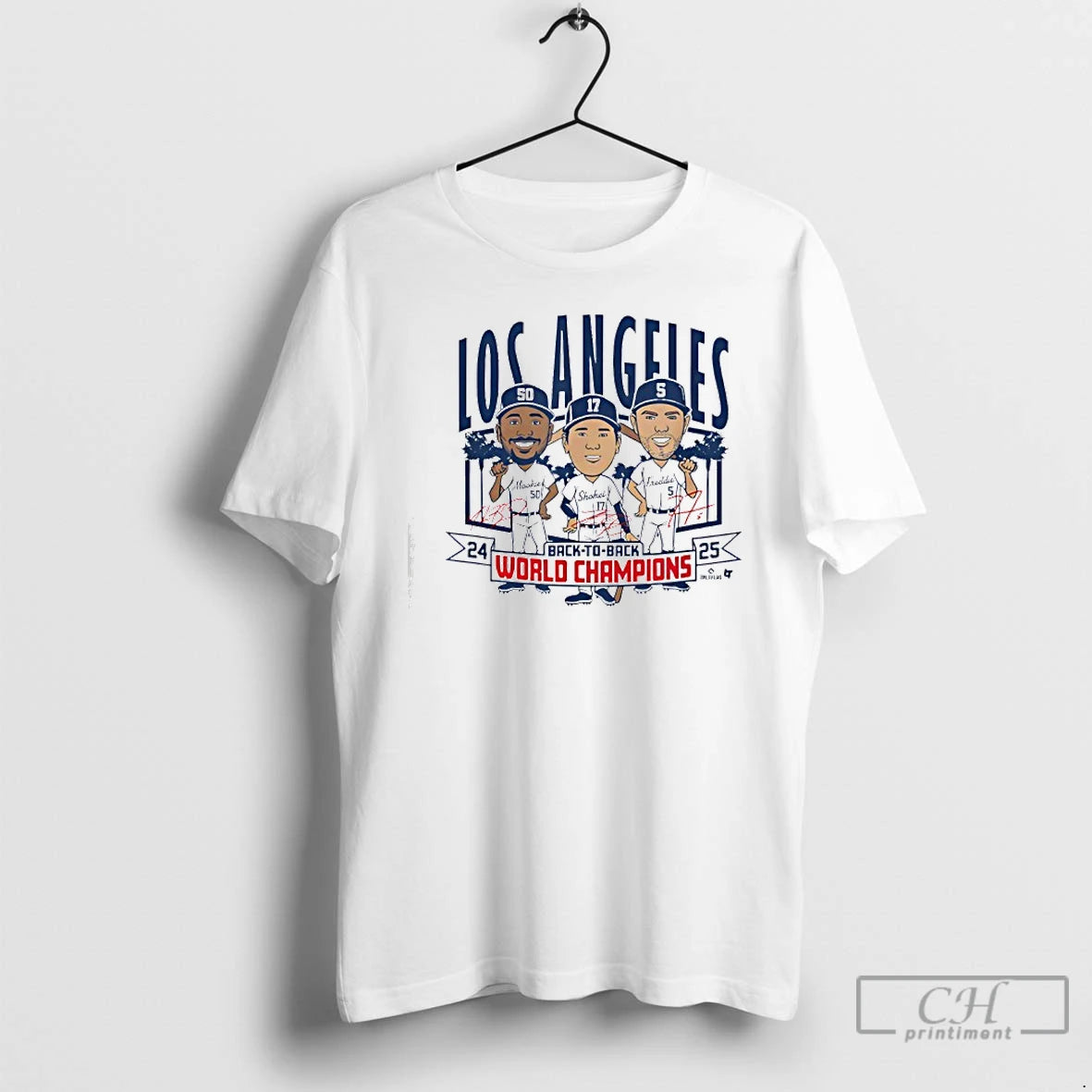 Premium La Baseball Back To Back World Champs Caricatures T Shirts Hoodie Sweatshirt | PurePodTees.com