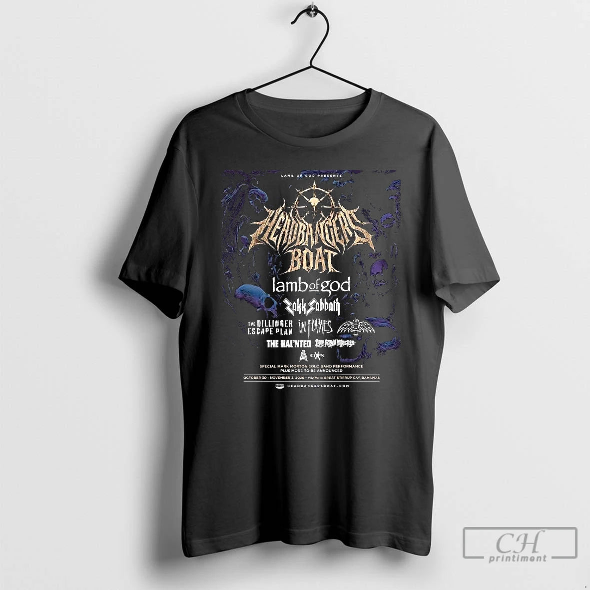 Premium Lamb Of God Reveal 2026 Headbangers Boat Initial Long Sleve T Shirts Hoodie Sweatshirt | PurePodTees.com