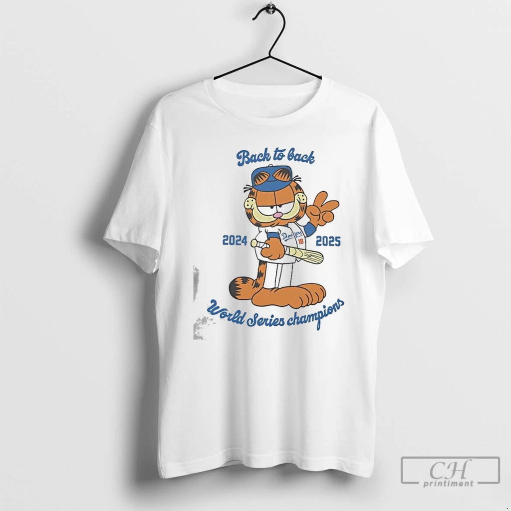 Premium Lasagna Cat Los Angeles Dodgers Back 2 Back World Series Champions 2025 T Shirts Hoodie Sweatshirt | PurePodTees.com
