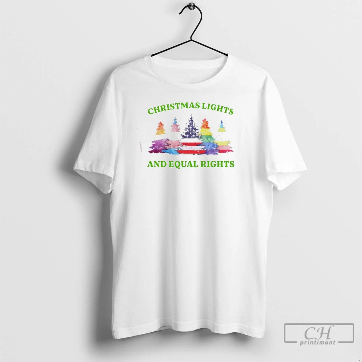 Premium Lights And Equal Rights Christmas Trees Flags Shirt Hoodie Sweatshirt | PurePodTees.com