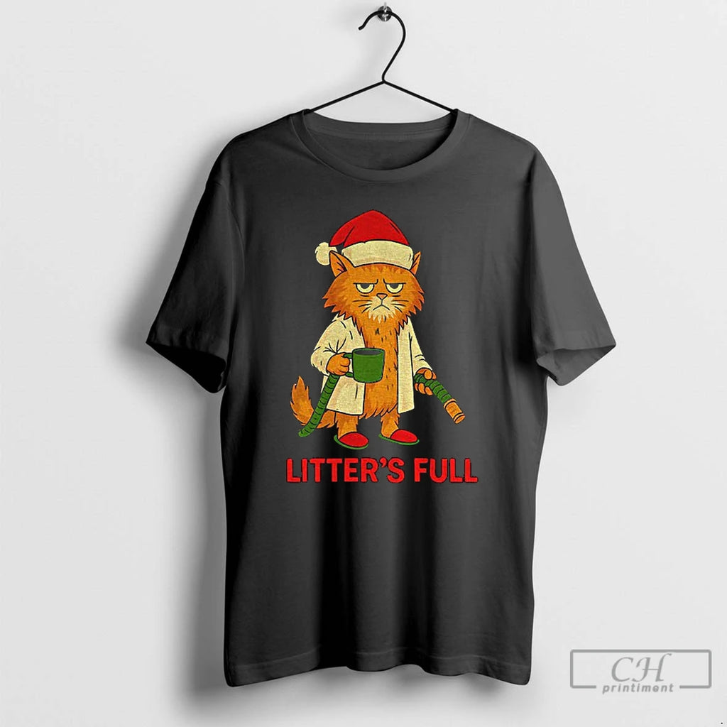 Premium Litters Full Funny Cat Santa Merry Christmas T Shirts Hoodie Sweatshirt | PurePodTees.com
