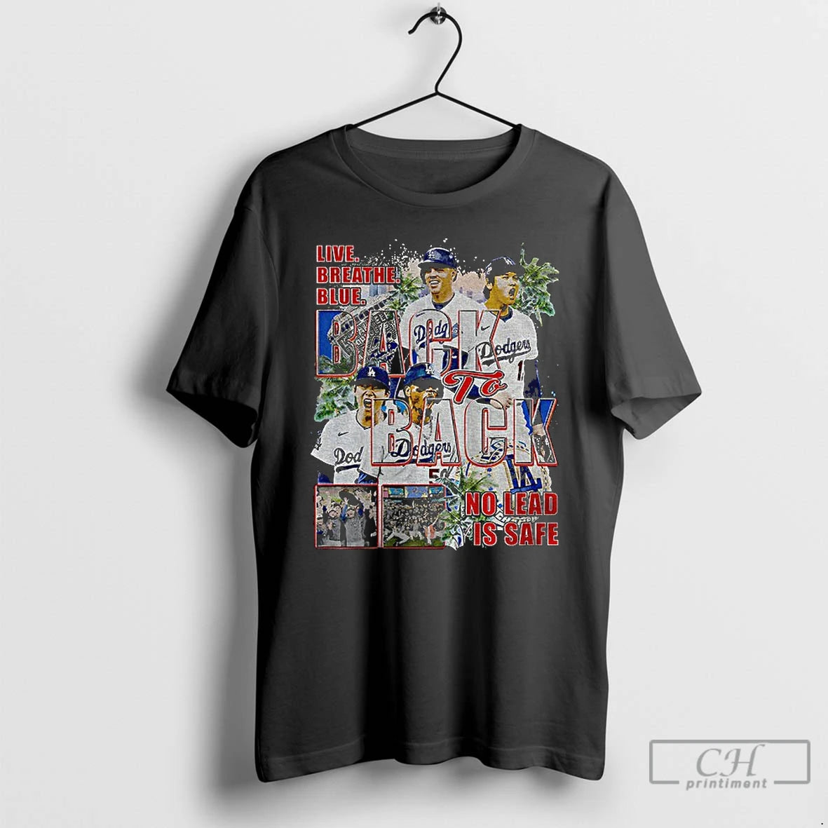 Premium Live Breathe Blue Back To Back No Lead Is Safe Los Angeles Dodgers Mlb Shirt Hoodie Sweatshirt | PurePodTees.com