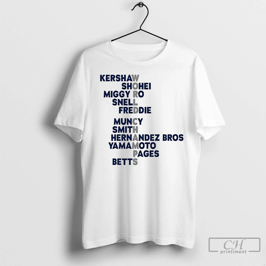 Premium Los Angeles Baseball 2025 World Champs Acrostic Players Names Shirt Hoodie Sweatshirt | PurePodTees.com