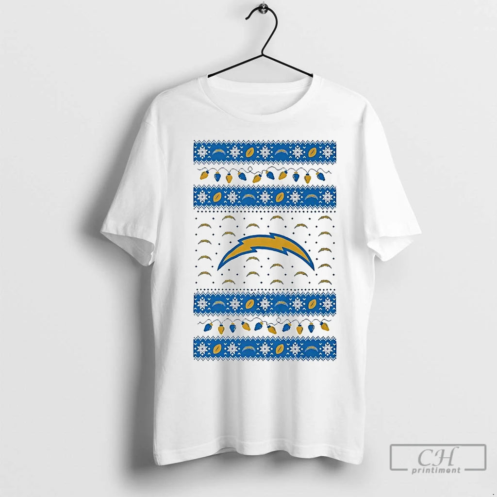 Premium Los Angeles Chargers Ugly Christmas Light Shirt Hoodie Sweatshirt | PurePodTees.com