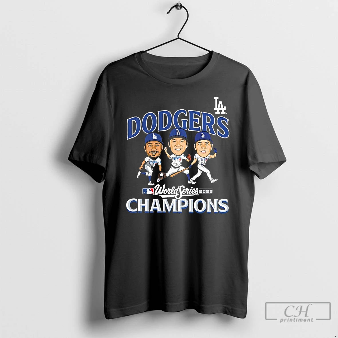 Premium Los Angeles Dodgers Team Caricature 2025 World Series Champions T Shirts Hoodie Sweatshirt | PurePodTees.com