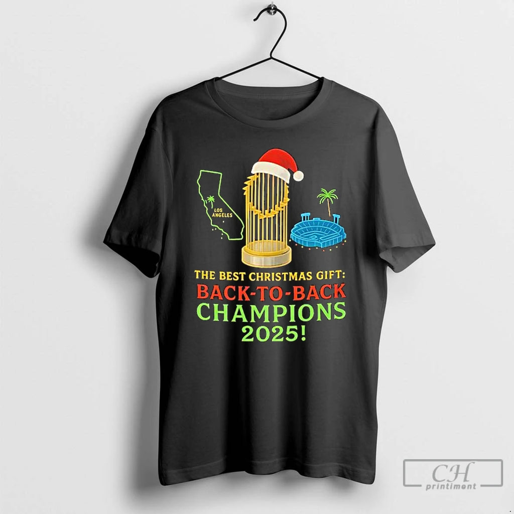 Premium Los Angeles Dodgers The Best Christmas Gift Back To Back Champions 2025 T Shirts Hoodie Sweatshirt | PurePodTees.com