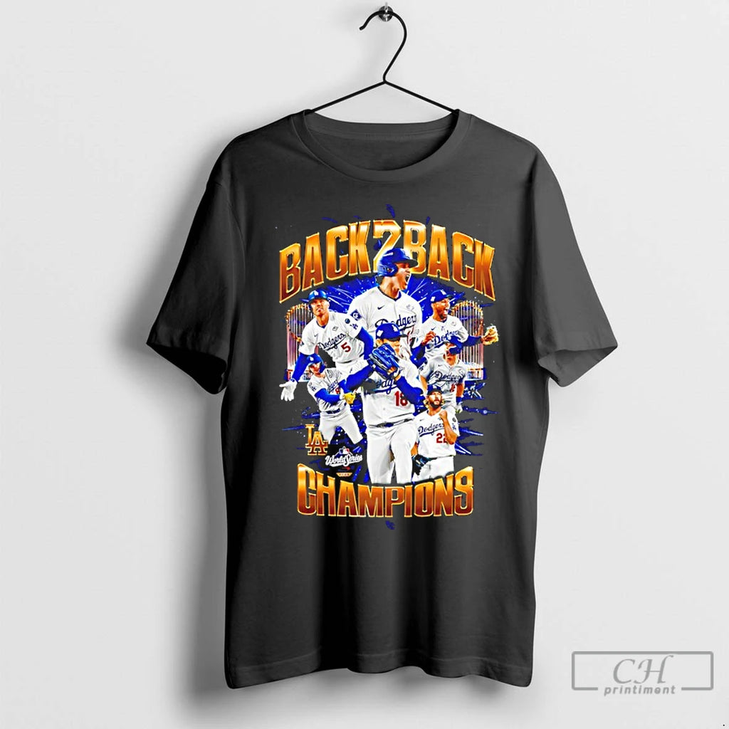 Premium Los Angeles Dodgers Back To Back 2025 World Series Champions Graphic Shirt Hoodie Sweatshirt | PurePodTees.com
