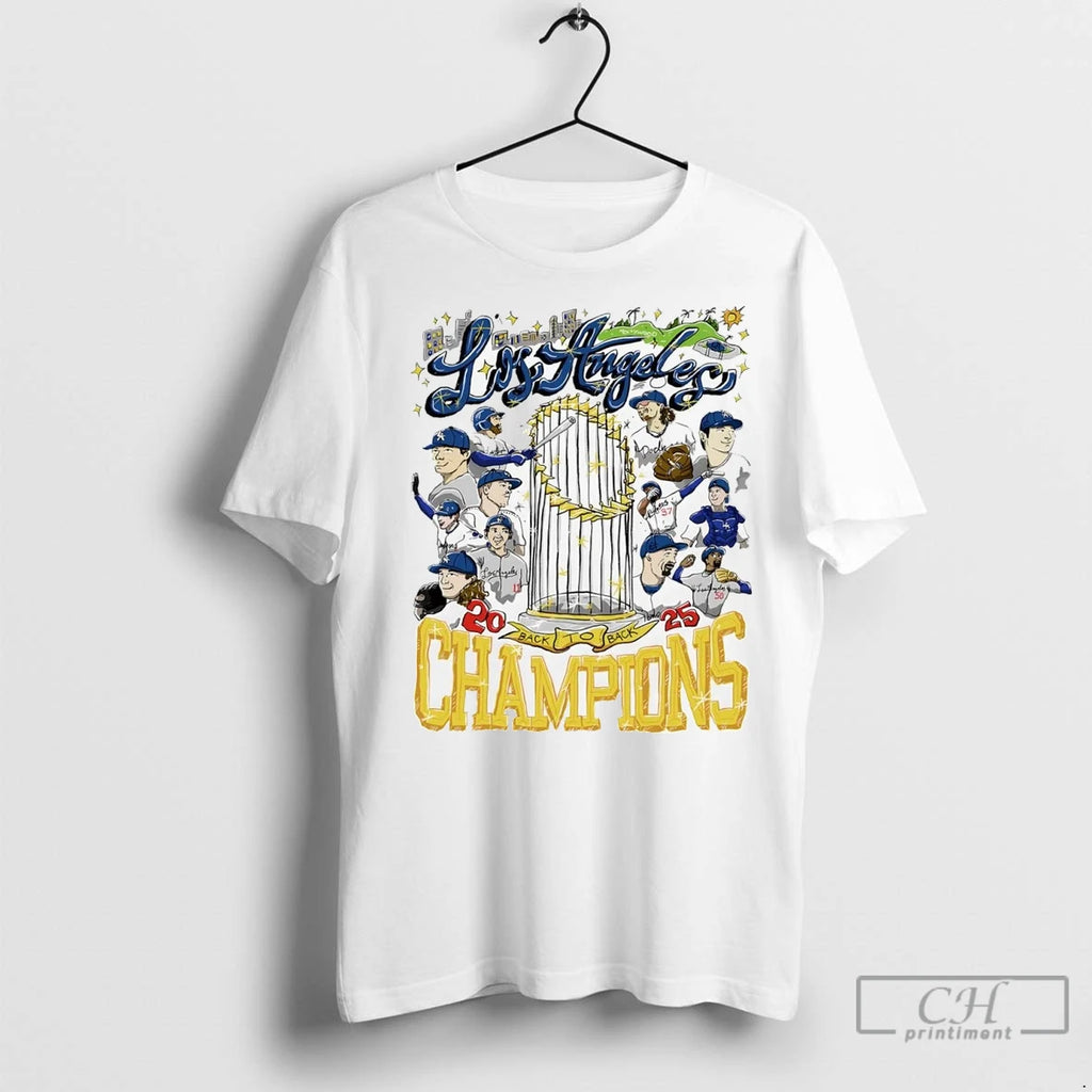 Premium Los Angeles Dodgers Back To Back Champions Trophy 2025 Shirt Hoodie Sweatshirt | PurePodTees.com