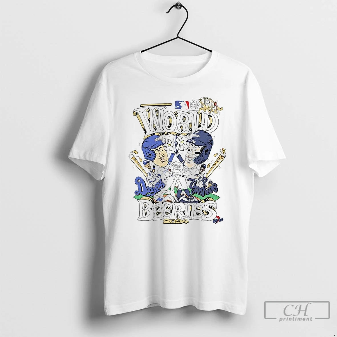 Premium Los Angeles Dodgers Vs New York Yankees 2024 World Beeries Caricature T Shirts Hoodie Sweatshirt | PurePodTees.com