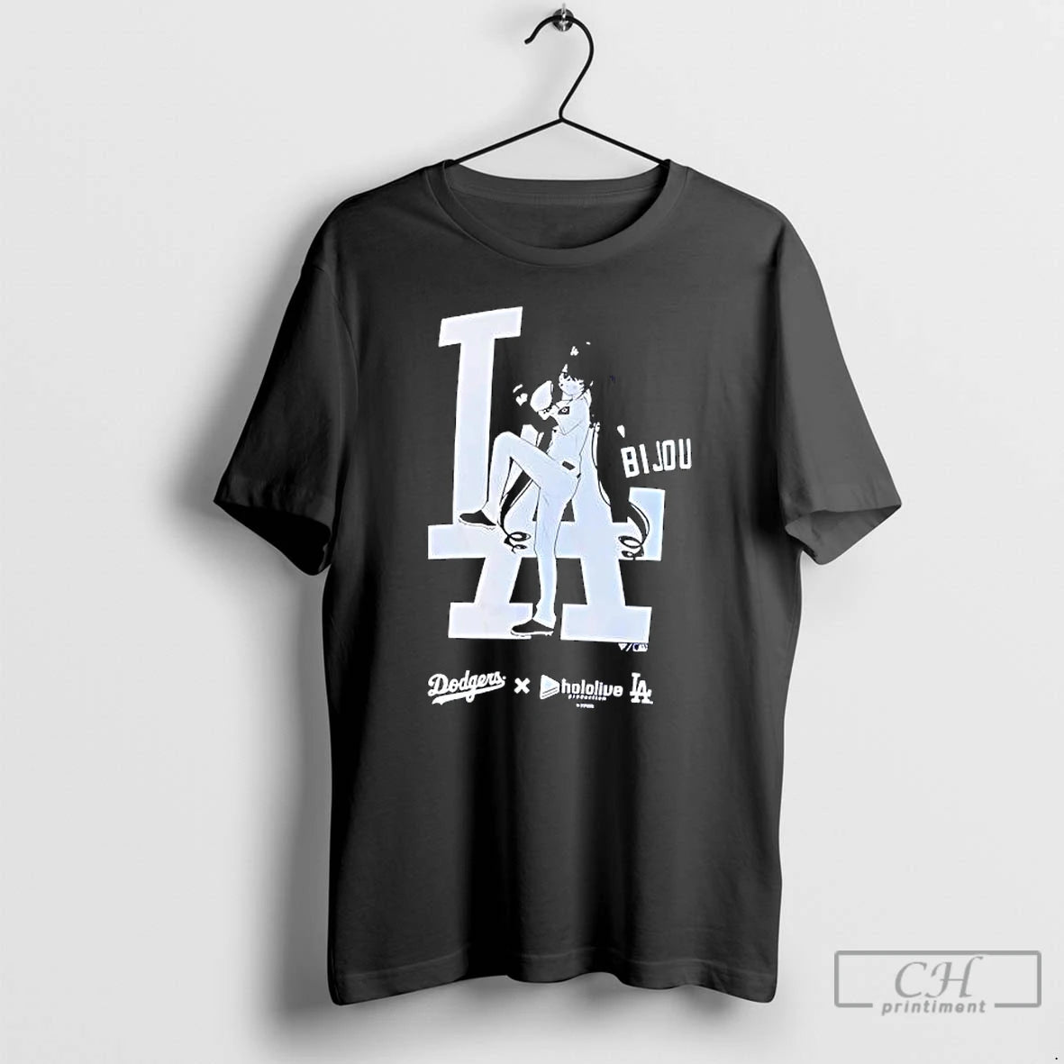 Premium Los Angeles Dodgers X Hololive Night Koseki Bijou T Shirts Hoodie Sweatshirt | PurePodTees.com