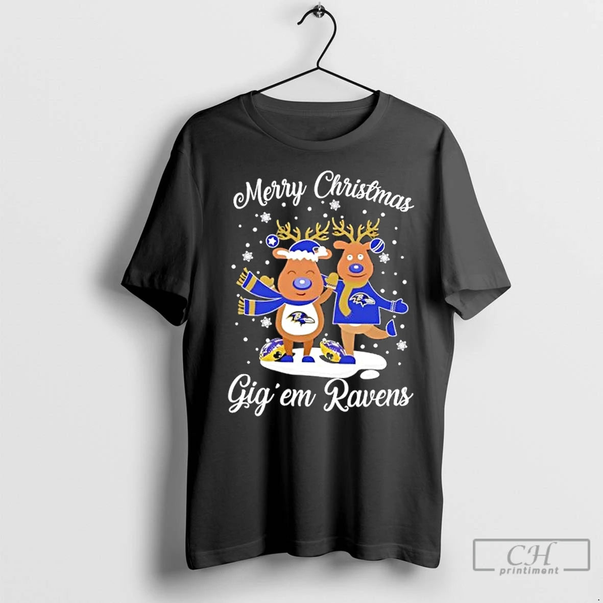 Premium Merry Christmas Gig Em Baltimore Ravens Football Shirt Hoodie Sweatshirt | PurePodTees.com