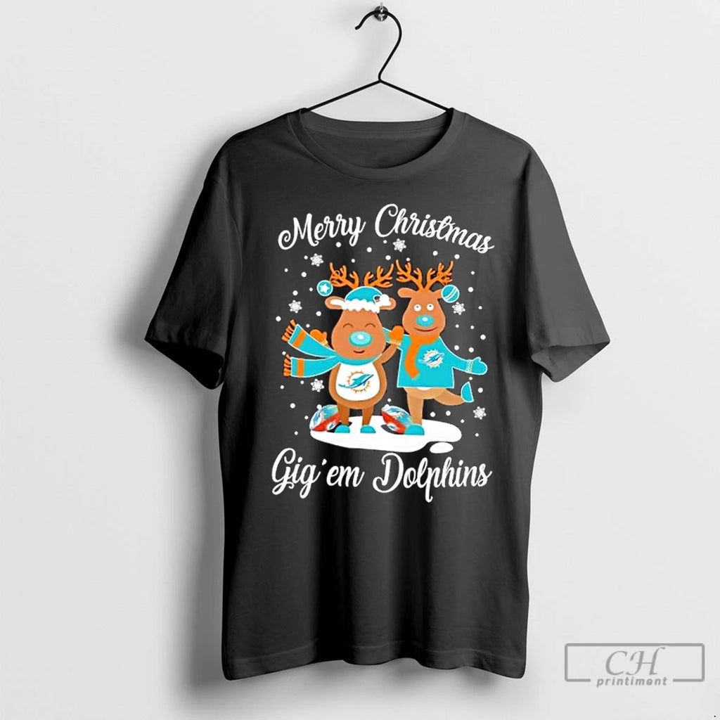 Premium Merry Christmas Gig Em Miami Dolphins Shirt Hoodie Sweatshirt | PurePodTees.com