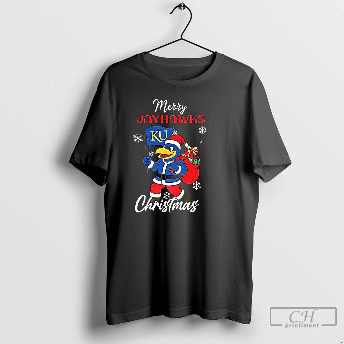 Premium Merry Kansas Jayhawks Ncaa Mascot Christmas T Shirts Hoodie Sweatshirt | PurePodTees.com