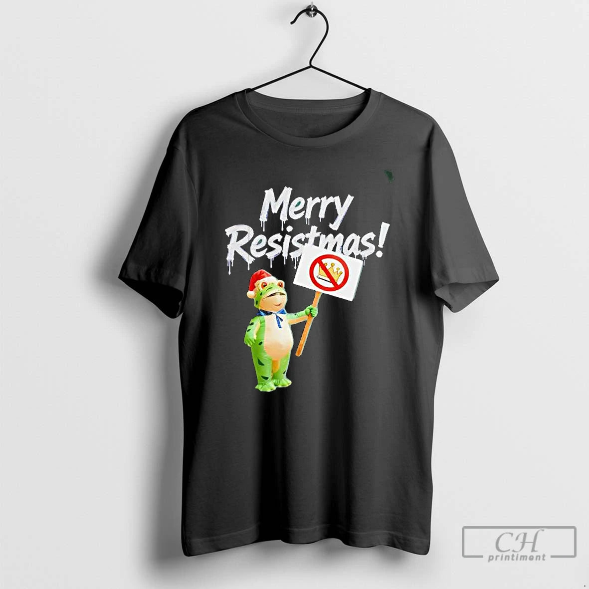 Premium Merry Resistmas Frog No Kings T Shirts Hoodie Sweatshirt | PurePodTees.com