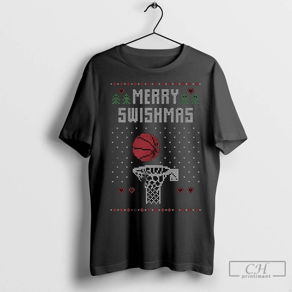 Premium Merry Swishmas Basketball Merry Christmas Shirt Hoodie Sweatshirt | PurePodTees.com