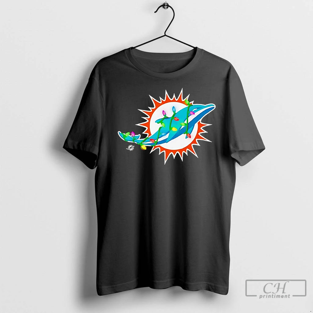 Premium Miami Dolphins Logo Christmas Light Shirt Hoodie Sweatshirt | PurePodTees.com