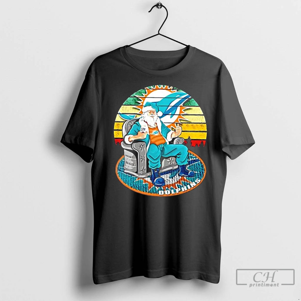 Premium Miami Dolphins X Santa Claus Christmas Vintage Shirt Hoodie Sweatshirt | PurePodTees.com