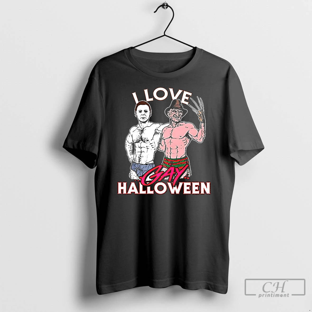 Premium Michael Myers And Freddy Krueger I Love Gay Halloween Funny Shirt Hoodie Sweatshirt | PurePodTees.com