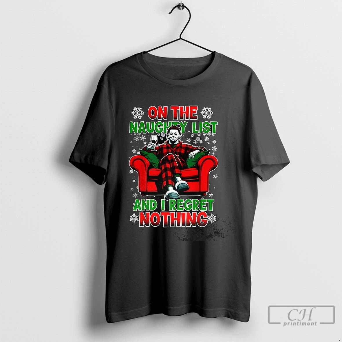Premium Michael Myers On The Naughty List And I Regret Nothing Merry Christmas Shirt Hoodie Sweatshirt | PurePodTees.com