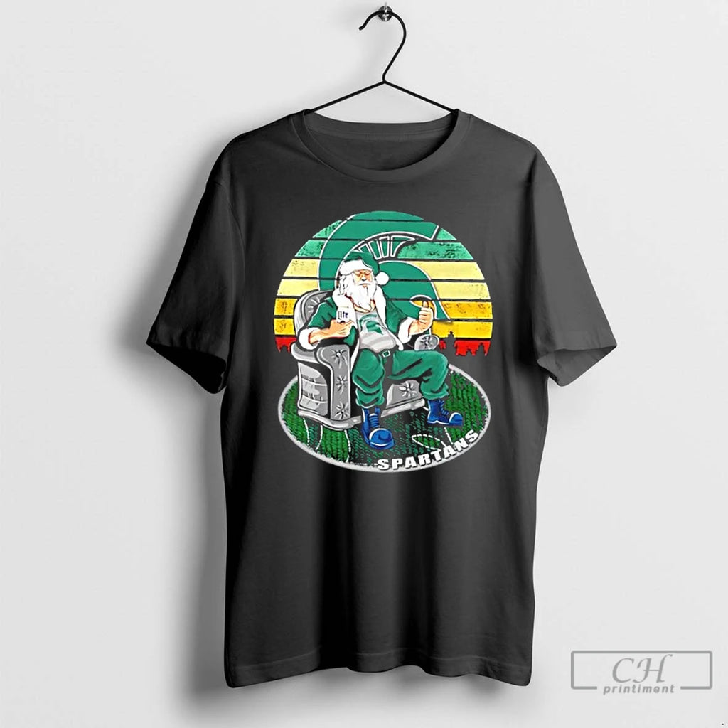 Premium Michigan State Spartans X Santa Claus Christmas Vintage T Shirts Hoodie Sweatshirt | PurePodTees.com