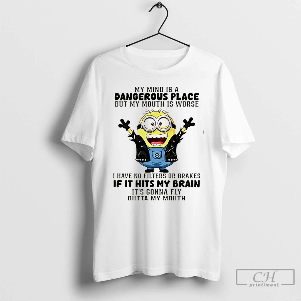 Premium Minion My Mind Is A Dangerous Place But My Mouth Is Worse Christmas Shirt Hoodie Sweatshirt | PurePodTees.com