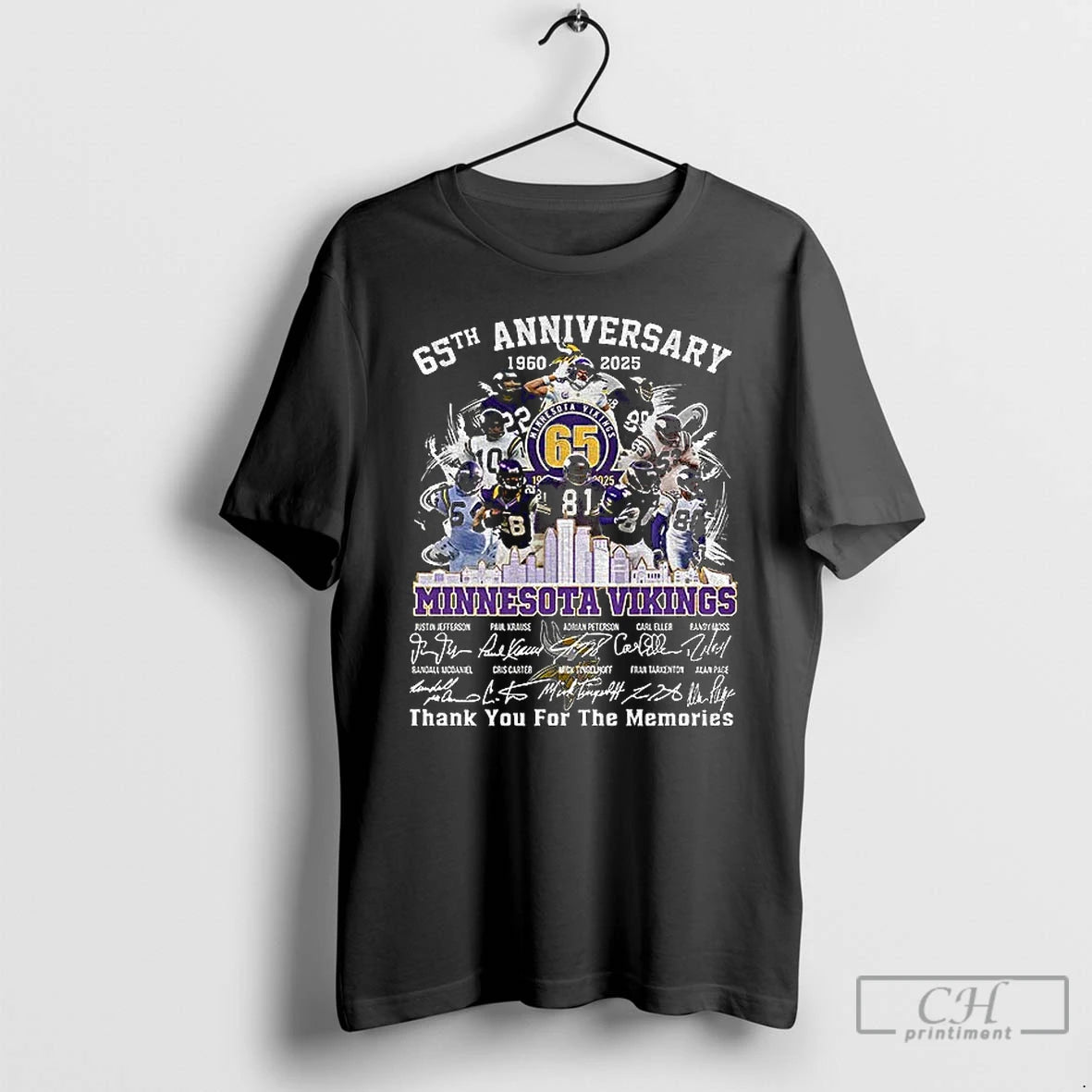 Premium Minnesota Vikings 65th Anniversary 1960 2025 Skol Thank You For The Memories Signatures Shirt Hoodie Sweatshirt