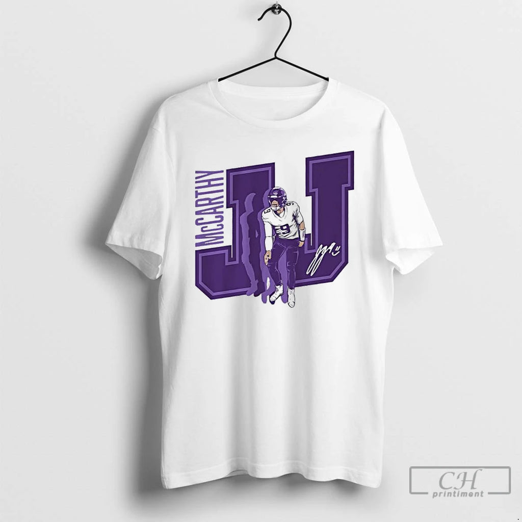 Premium Minnesota Vikings J J Mccarthy Griddy Signature T Shirts Hoodie Sweatshirt | PurePodTees.com