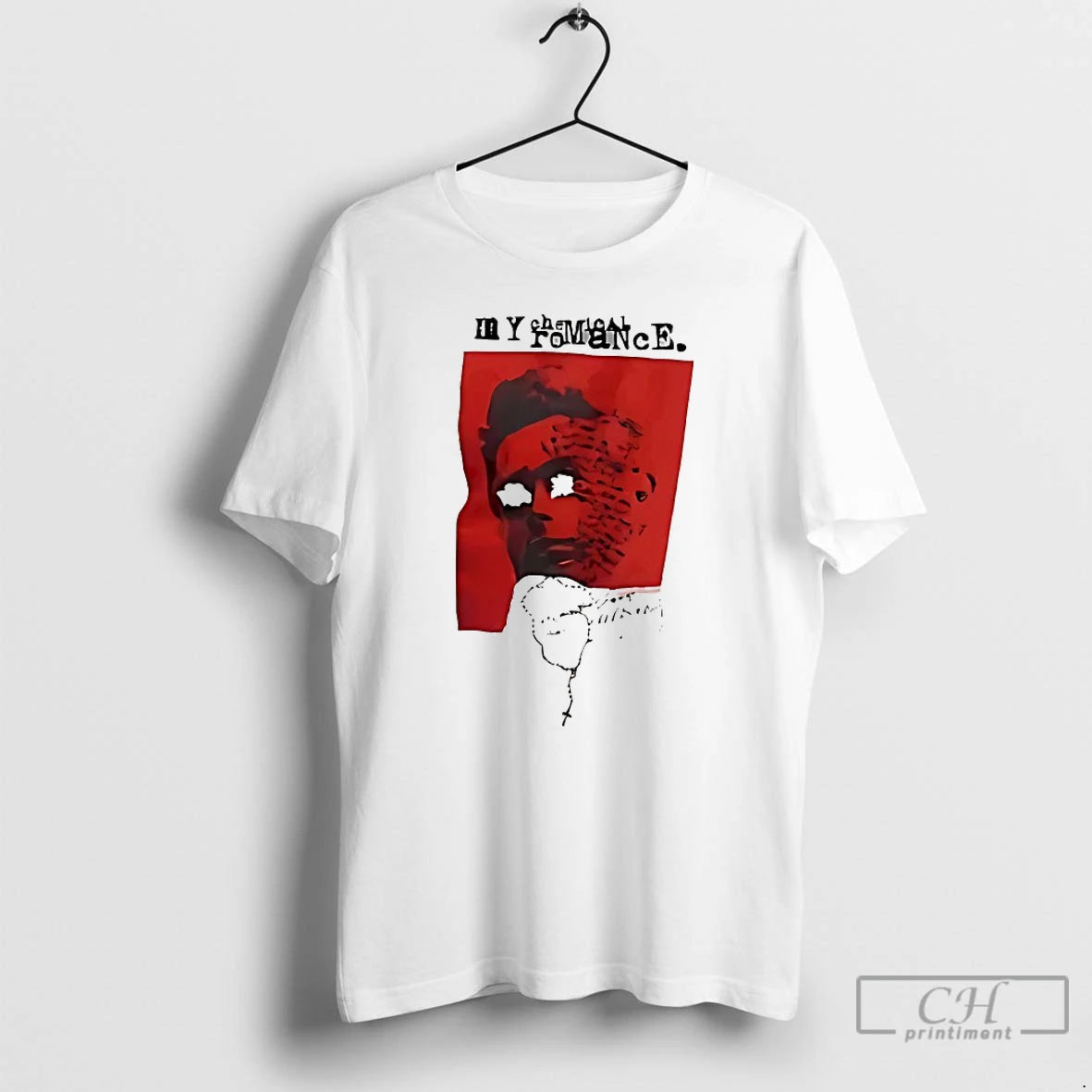 Premium My Chemical Romance Red Face Art Punk Rock Band T Shirts Hoodie Sweatshirt | PurePodTees.com
