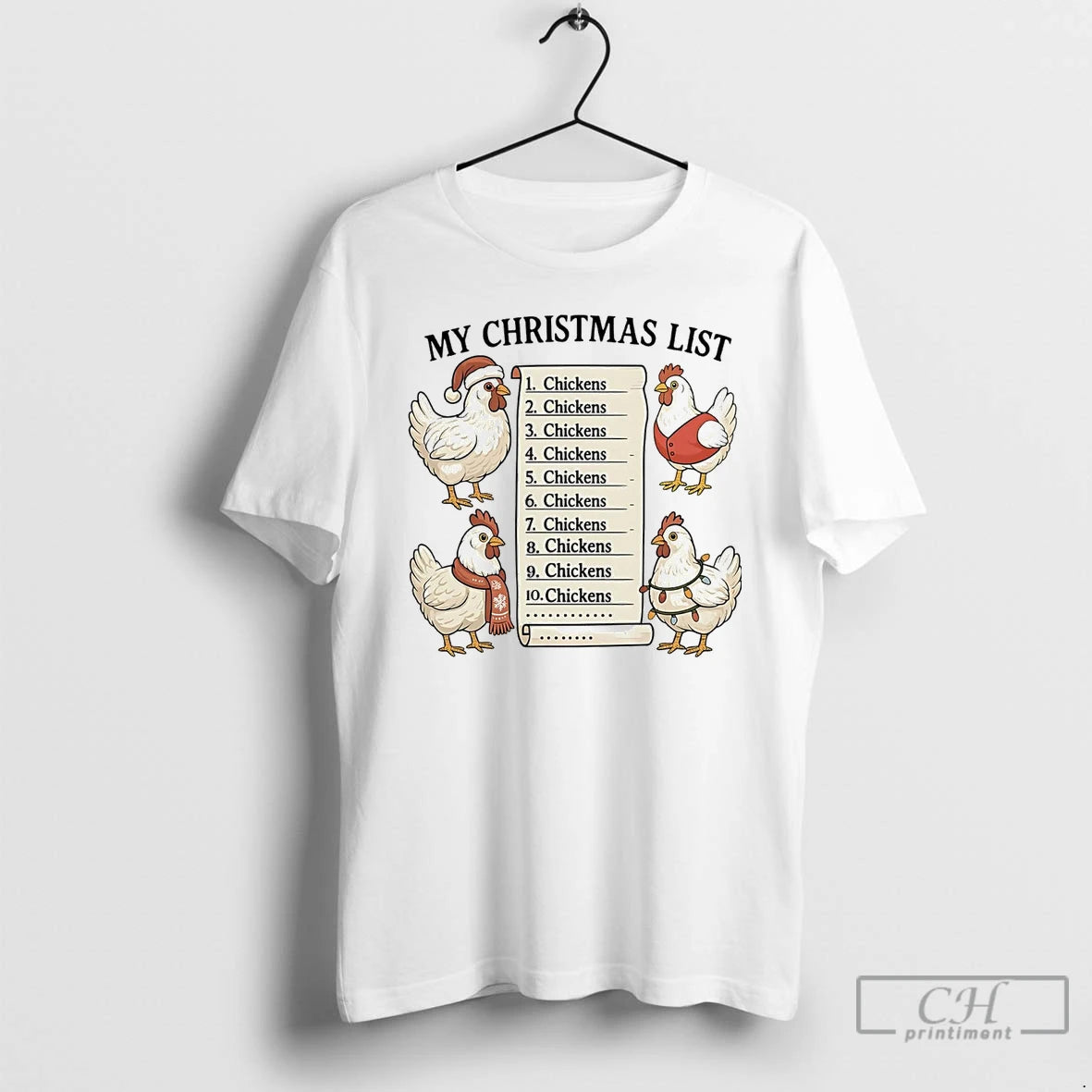 Premium My Christmas List Chickens T Shirts Hoodie Sweatshirt | PurePodTees.com