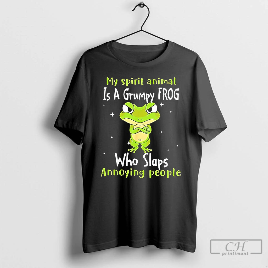 Premium My Spirit Animal Is A Grumpy Frog Who Slaps Annoying People T Shirts Hoodie Sweatshirt | PurePodTees.com