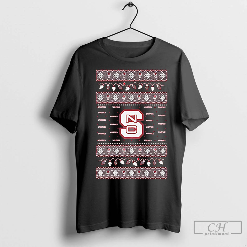 Premium Nc State Wolfpack Ugly Christmas Light Shirt Hoodie Sweatshirt | PurePodTees.com
