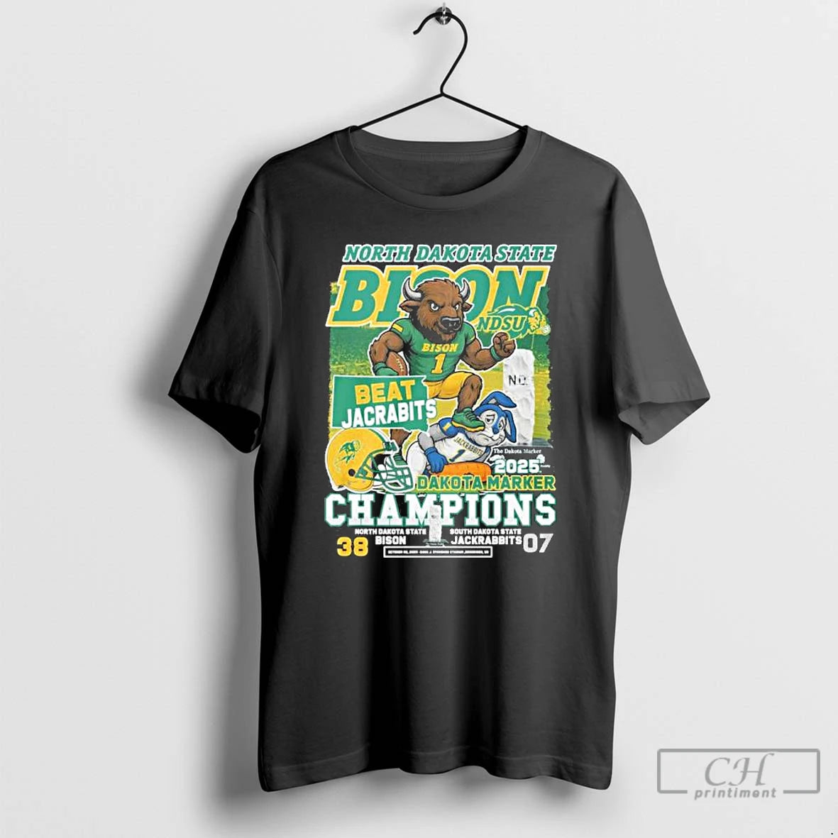 Premium Ndsu Bison Mascot Beat Jackrabbits 2025 Dakota Marker Champions T Shirts Hoodie Sweatshirt | PurePodTees.com