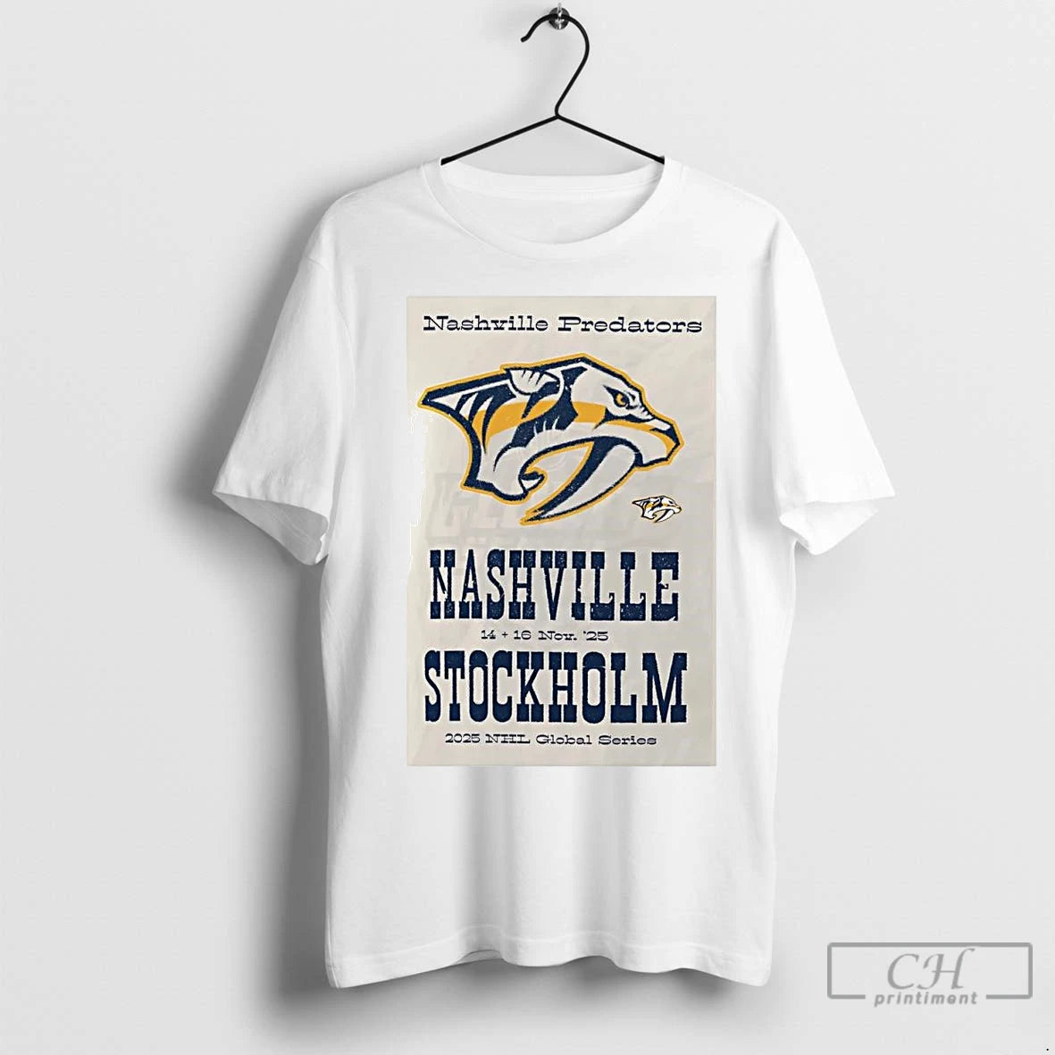 Premium Nashville Predators 2025 Hometown To Stockholm Global Series Shirt Hoodie Sweatshirt | PurePodTees.com