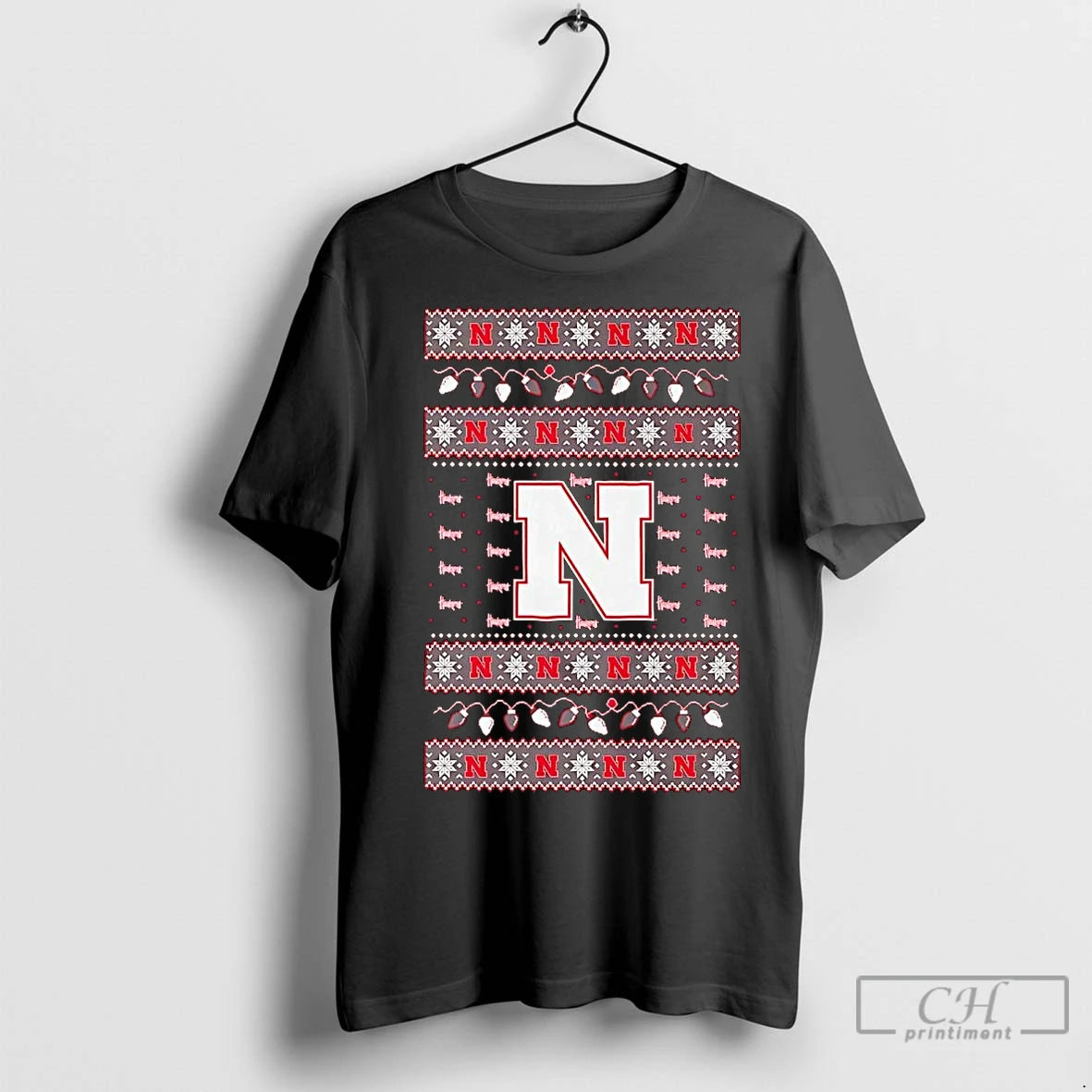 Premium Nebraska Cornhuskers Ugly Christmas Light Shirt Hoodie Sweatshirt | PurePodTees.com