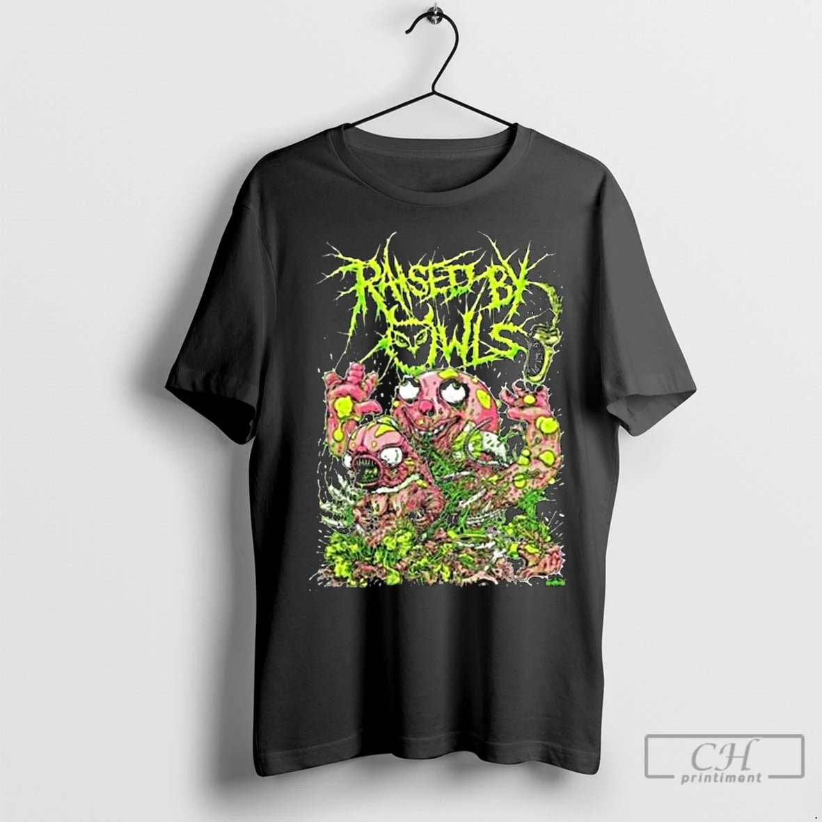 Premium Neon Gore Monster Brutal Horror Art Metal Band Style Long Sleve Shirt Hoodie Sweatshirt | PurePodTees.com