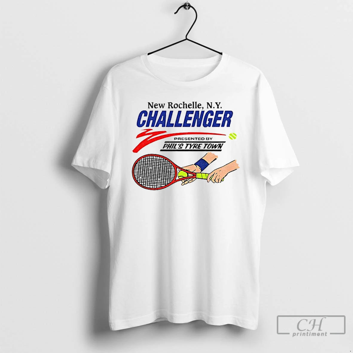 Premium New Rochelle N Y Challenger Racket Presented By Phils Type Town Tennis T Shirts Hoodie Sweatshirt | PurePodTees.com