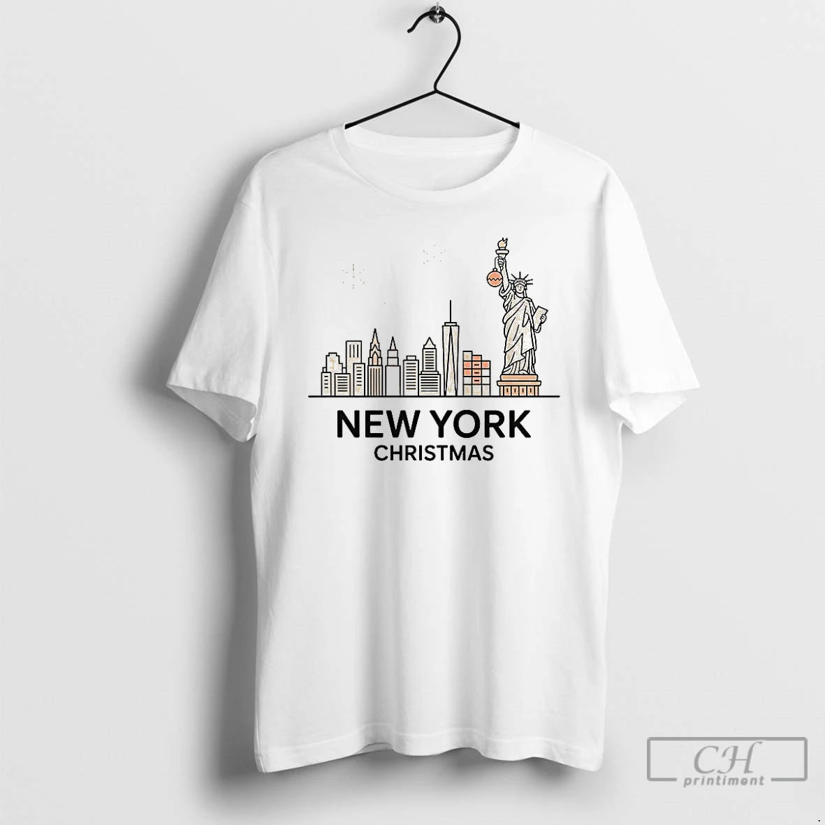 Premium New York City Statue Of Liberty Skyline Snowflakes Christmas Shirt Hoodie Sweatshirt | PurePodTees.com