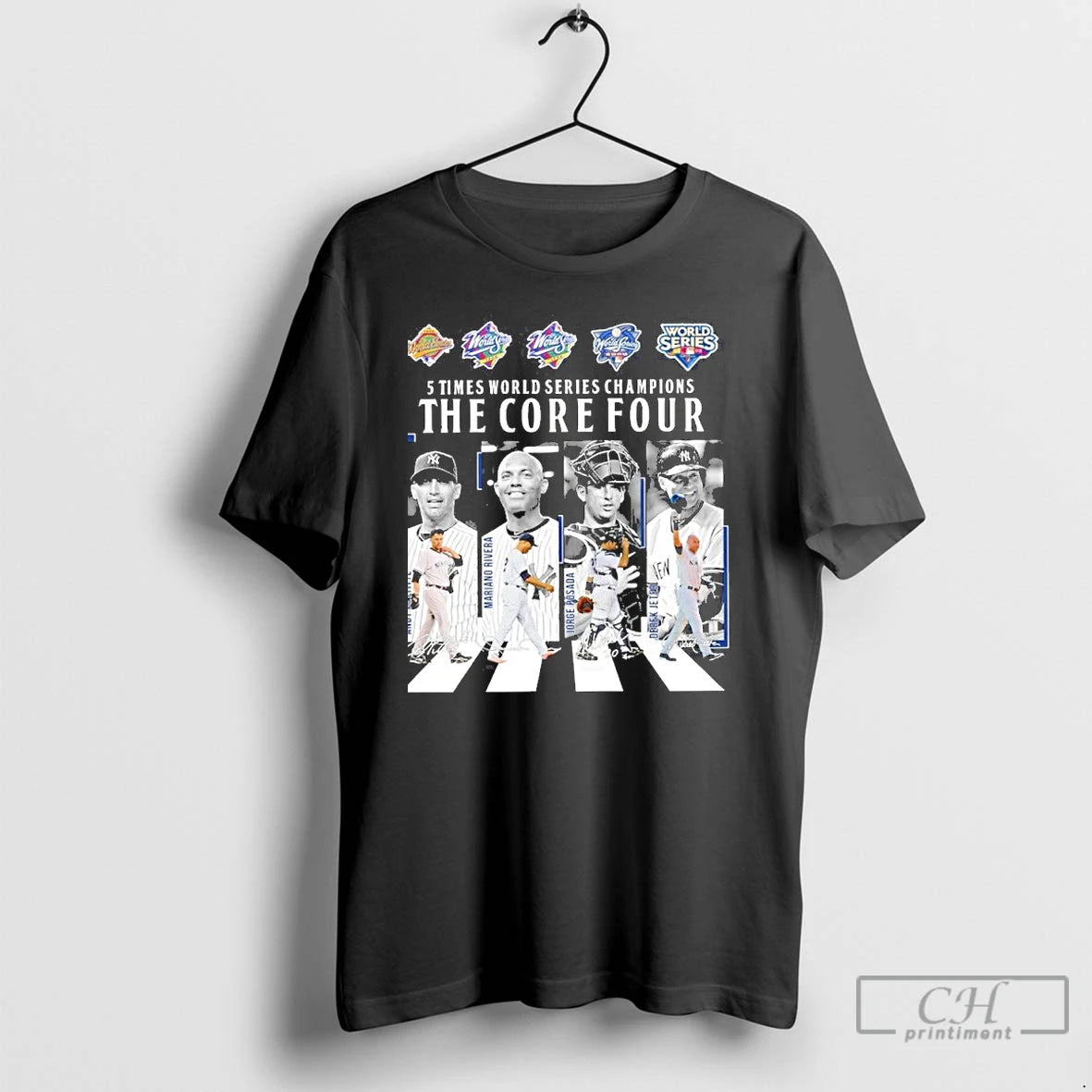 Premium New York Yankees 5 Time World Series Champions The Core Four Abbey Road Signatures Shirt Hoodie Sweatshirt